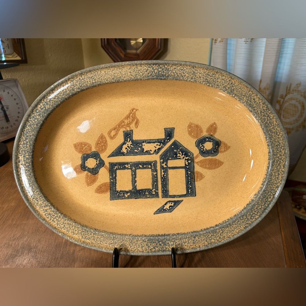 Pfaltzgraff America-Pattern 14" Oval Stoneware 6-16 Serving Platter 1983-89